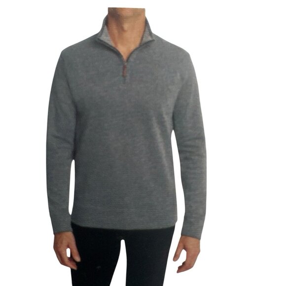 Lands' End Men's L 42/44 1/4 Zip Mock Pullover Sweatshirt Gray NWT 0203 - Picture 1 of 16